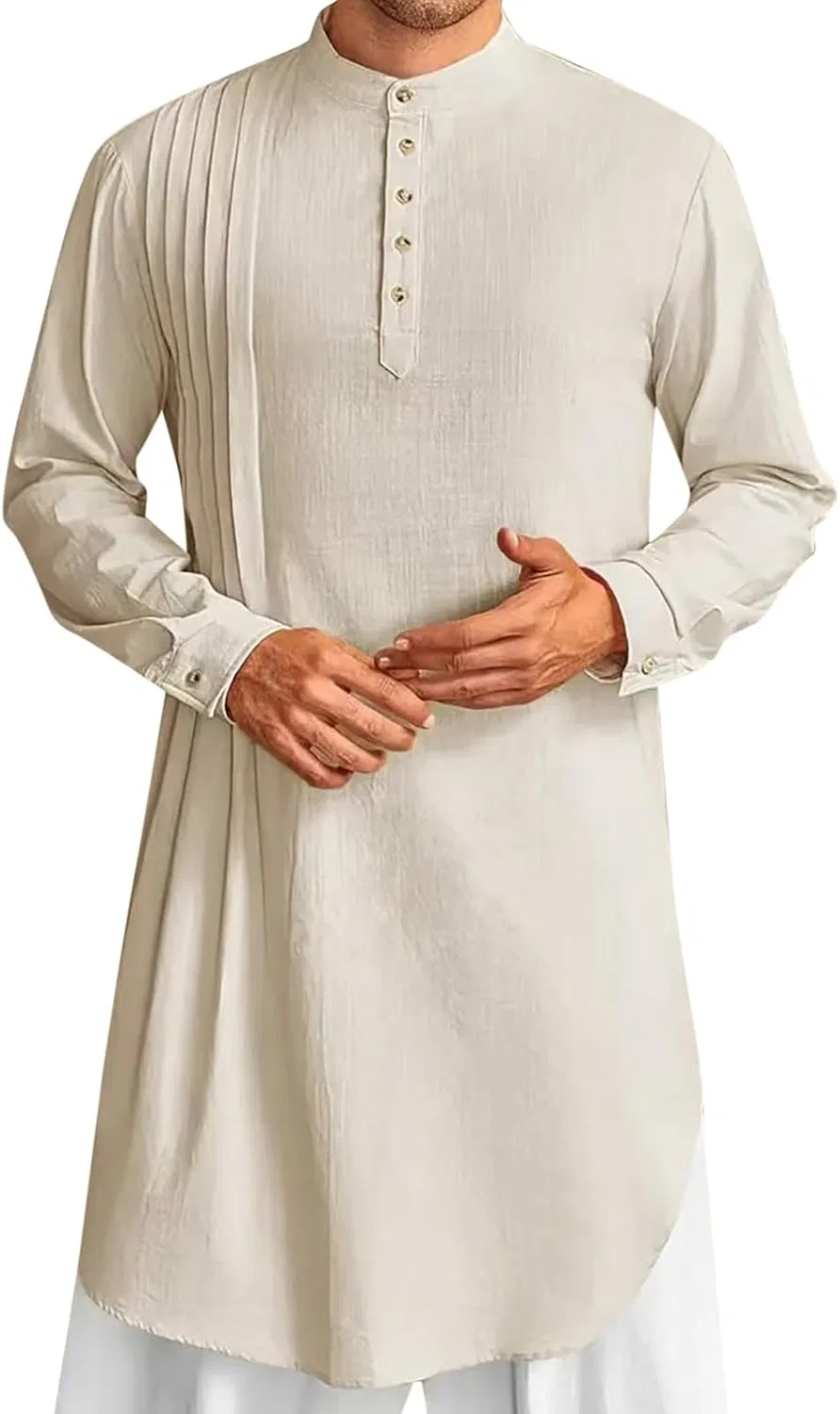 Мужская рубашка-кафтан с длинным рукавом, модель Kaftan Robe, хаки