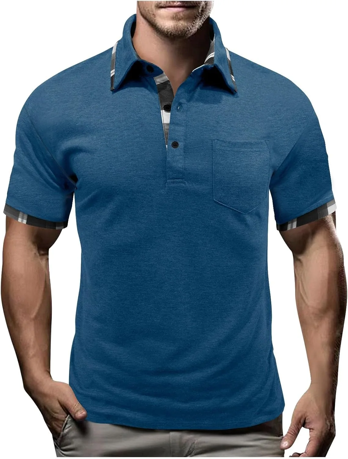 

Мужская классическая поло с коротким рукавом и карманом