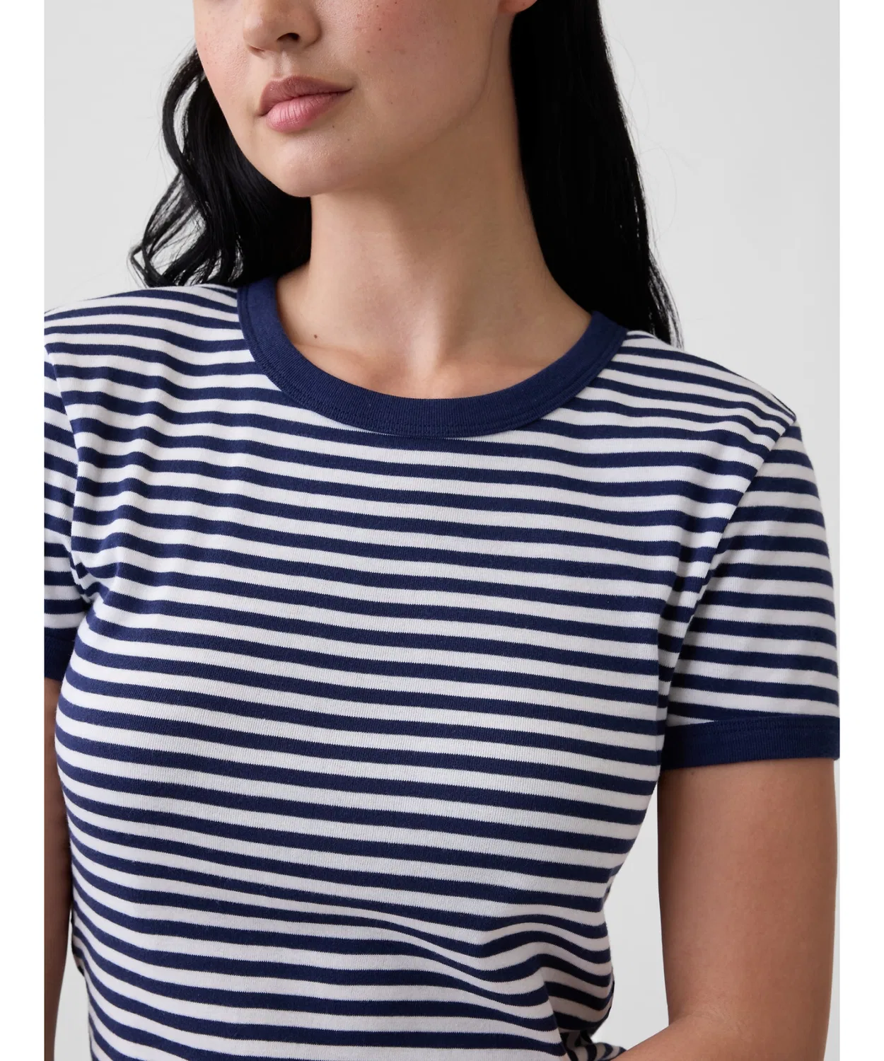 Женская футболка с длинным рукавомModern Rib GAP, White/Navy — фото 3