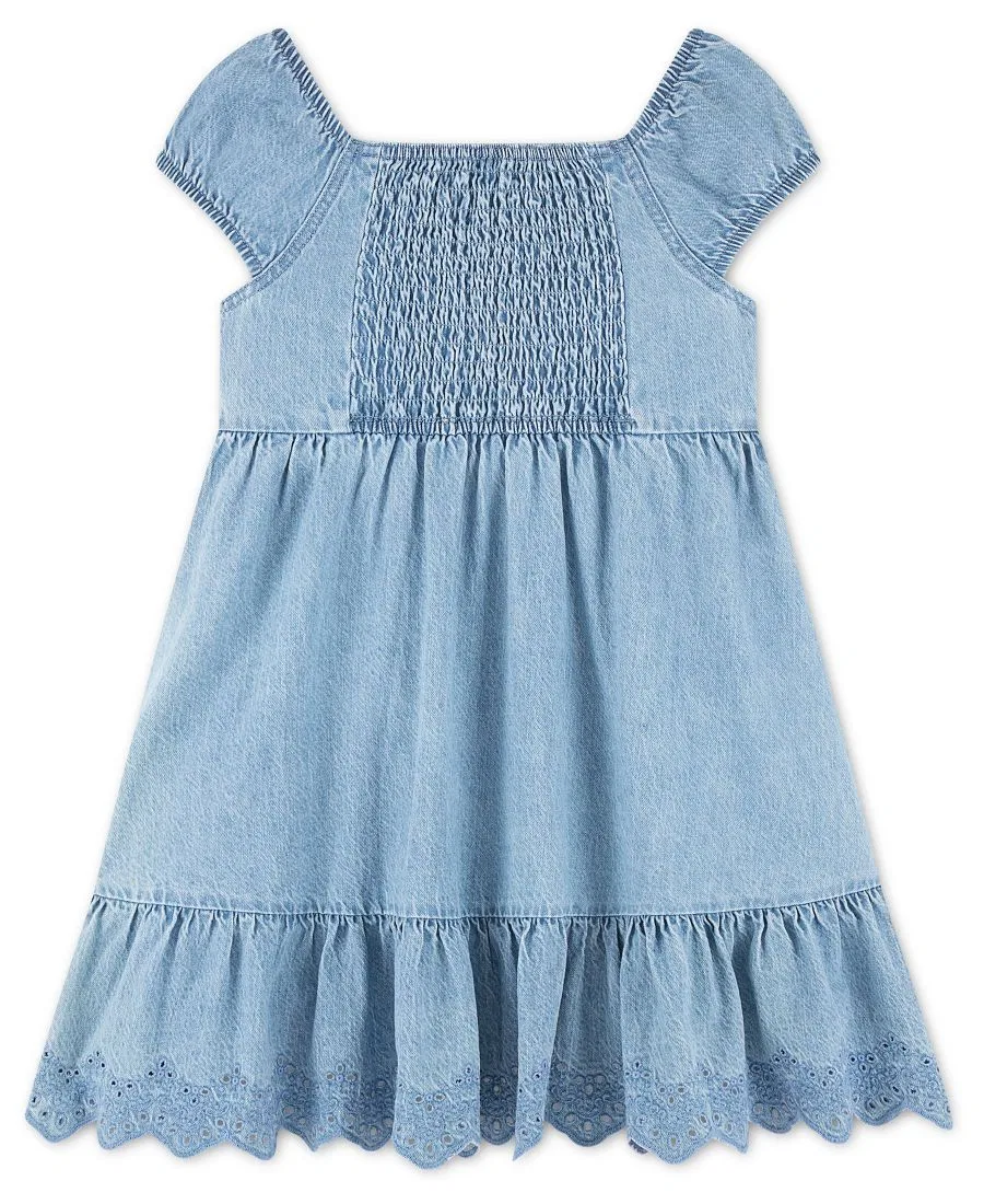 Платье джинсовое с принтом Smocked Denim abercrombie kids, Light Pastle Blue — фото 2