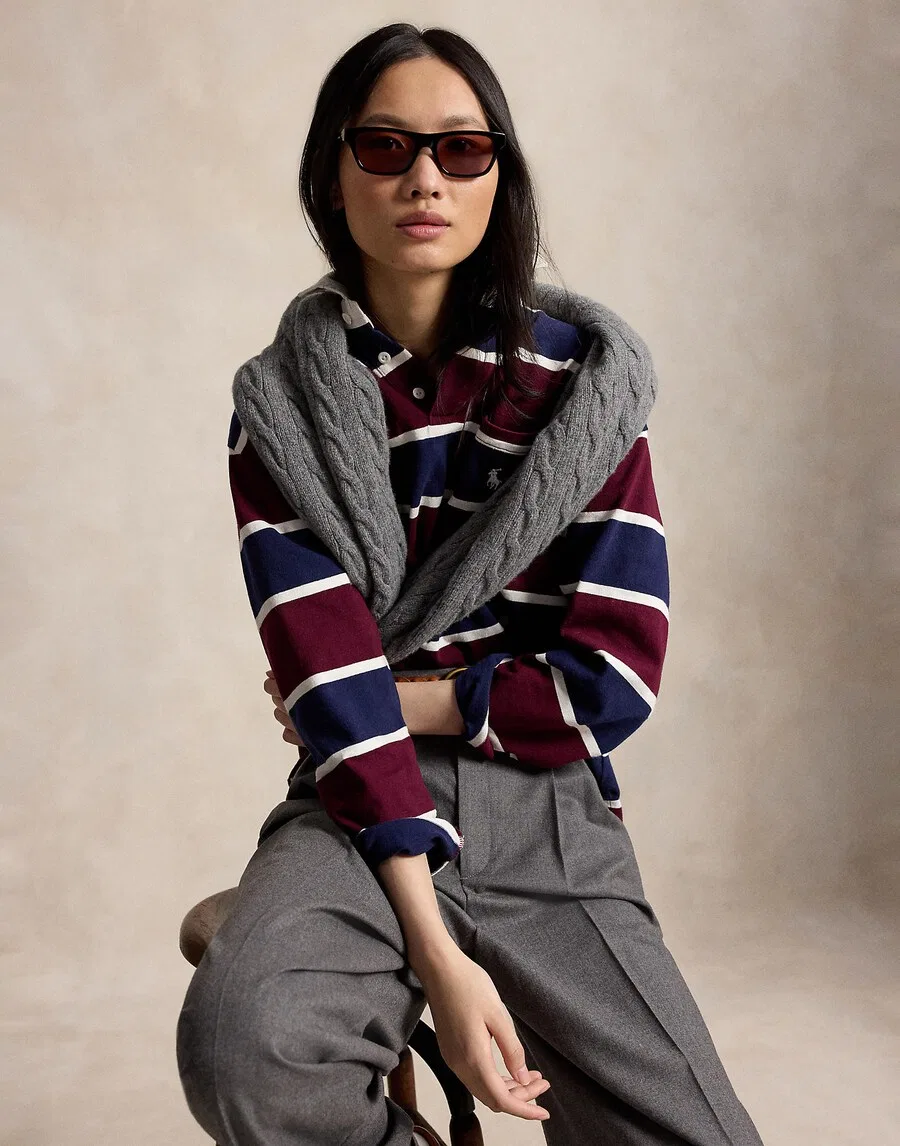 Топ Polo Ralph Lauren винно-красного цвета — фото 2