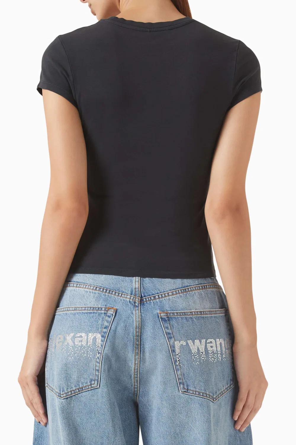 Футболка хлопковая Crystal Logo Alexander Wang, черный — фото 3