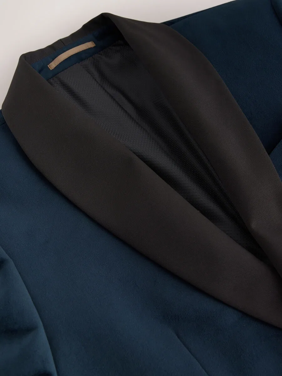 Пиджак Next Slim fit Suit Jacket 'Self' темно-синего цвета — фото 2