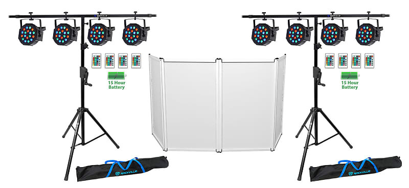 

DJ Package (8) Rockville перезаряжаемые светодиодные прожекторы DMX DJ Wash Lights+Crank Stands+Facade (8) BATTERY PAR 50+(2) RVCS2+(2) RCS52-2