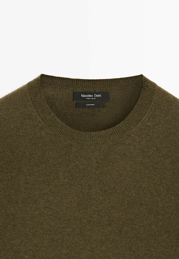 Свитер из кашемира Ribbed Knit Sweater Massimo Dutti, темно-зеленый — фото 4