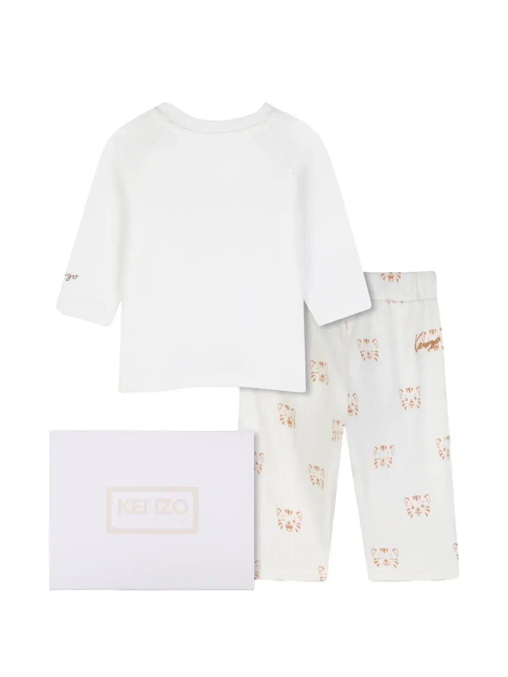Пижама с длинными рукавами и принтом Kenzo Kids, бежевый — фото 2