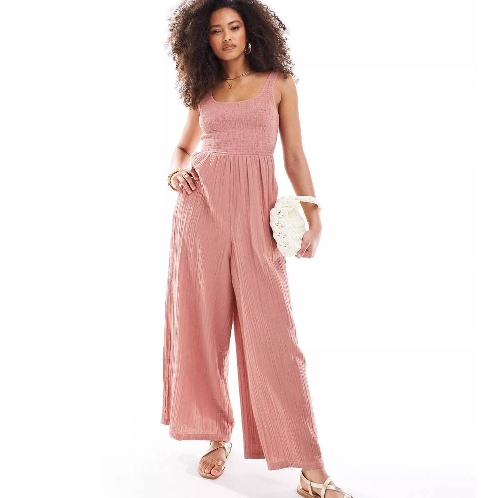 

Комбинезон Asos Design Wide Legs And U-neck, розовый