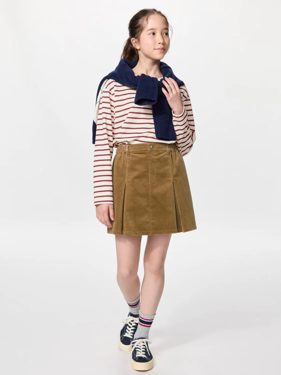 Юбка Uniqlo, для девочек, бежевый