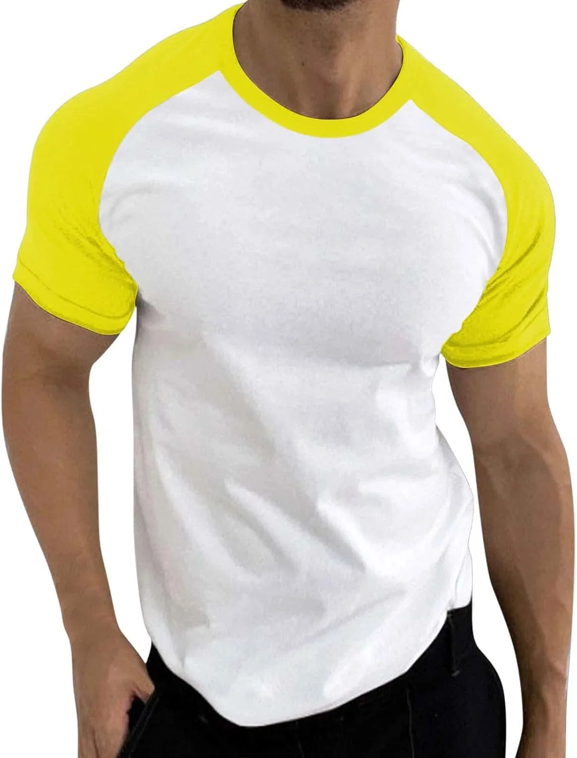 Мужская майка-борцовка реглан для бодибилдинга Color Block, Yellow