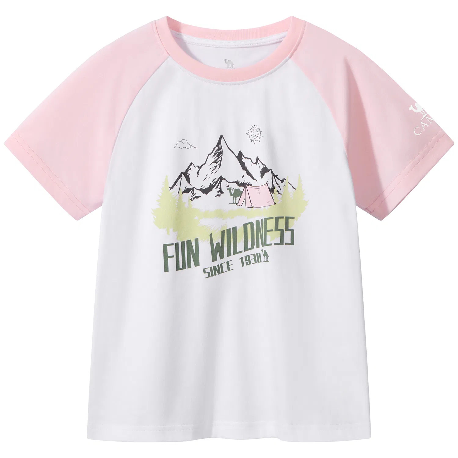 Детская футболка с принтом CAMEL, Infinite White/Water Multicolor Pink
