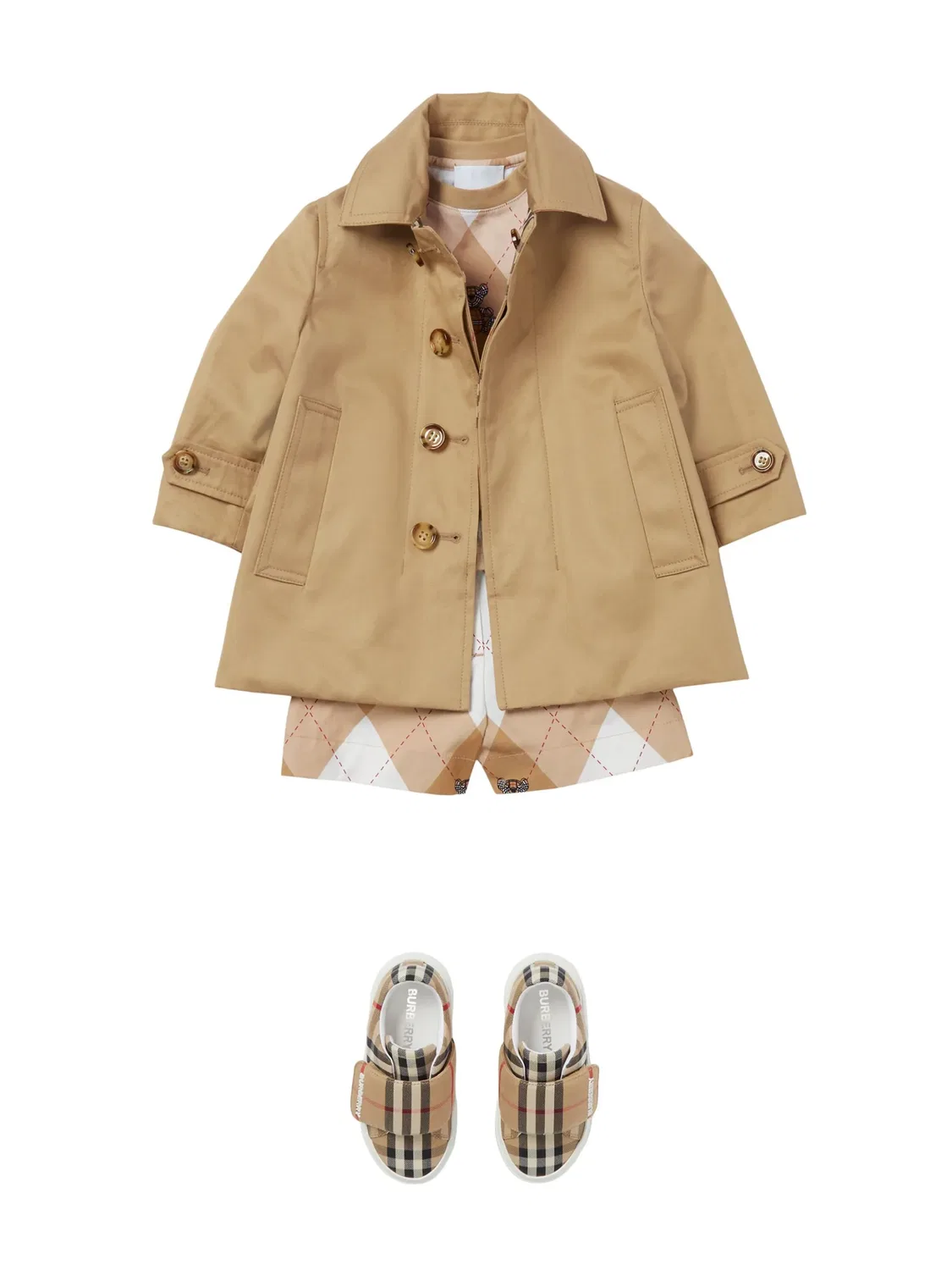 Реверсивное тренч-пальто в клетку Burberry, нейтральные — фото 4