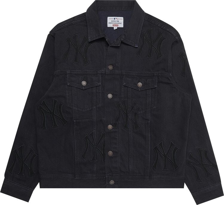 

Куртка Supreme x New York Yankees Denim Trucker Jacket 'Washed Black', черный