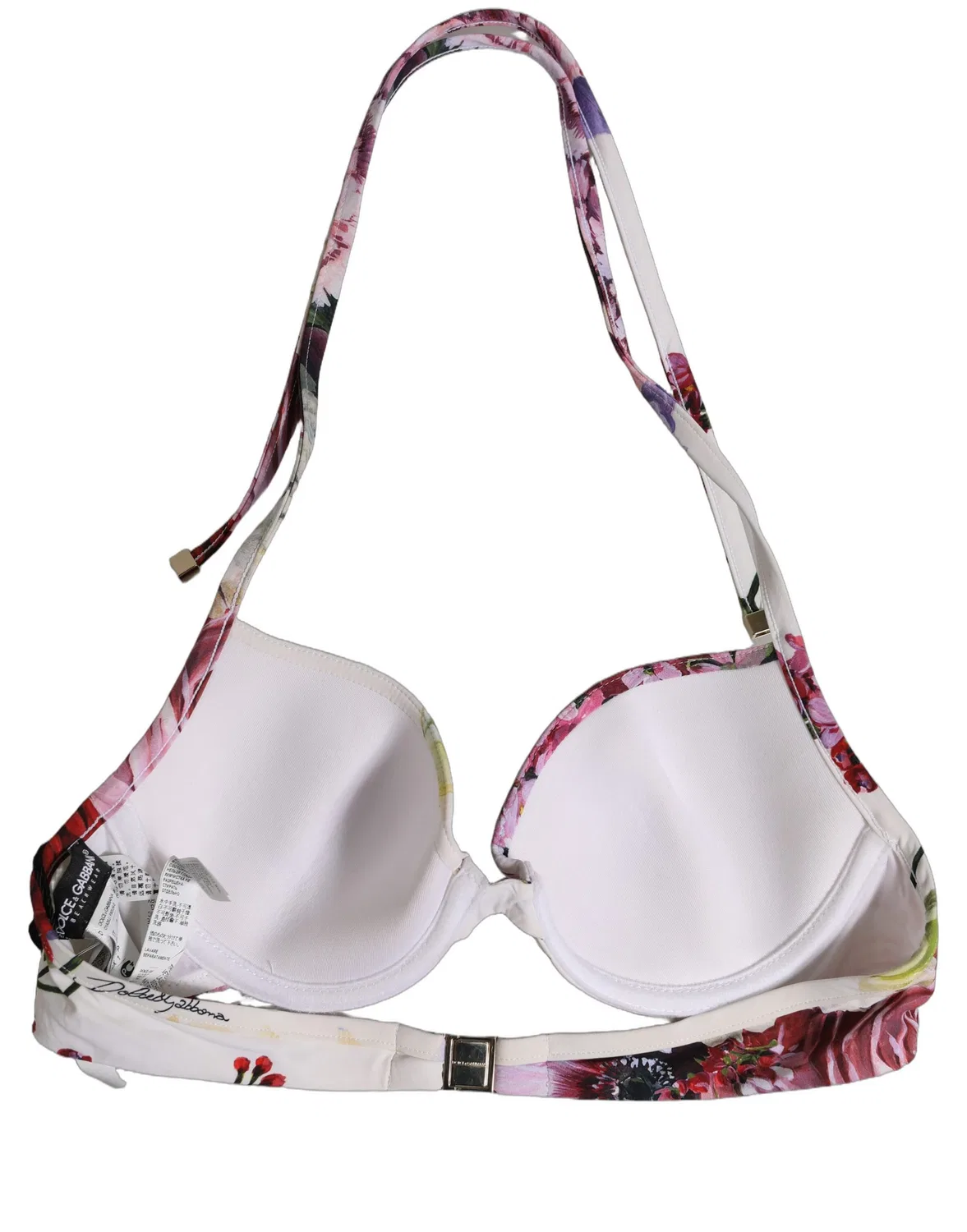 Женский топ бикини с цветочным принтом Bikini Top Dolce & Gabbana, White — фото 4