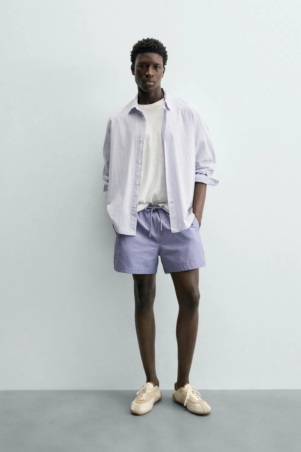 Рубашка в клетку стандартного кроя ZARA, Blue/Lavender