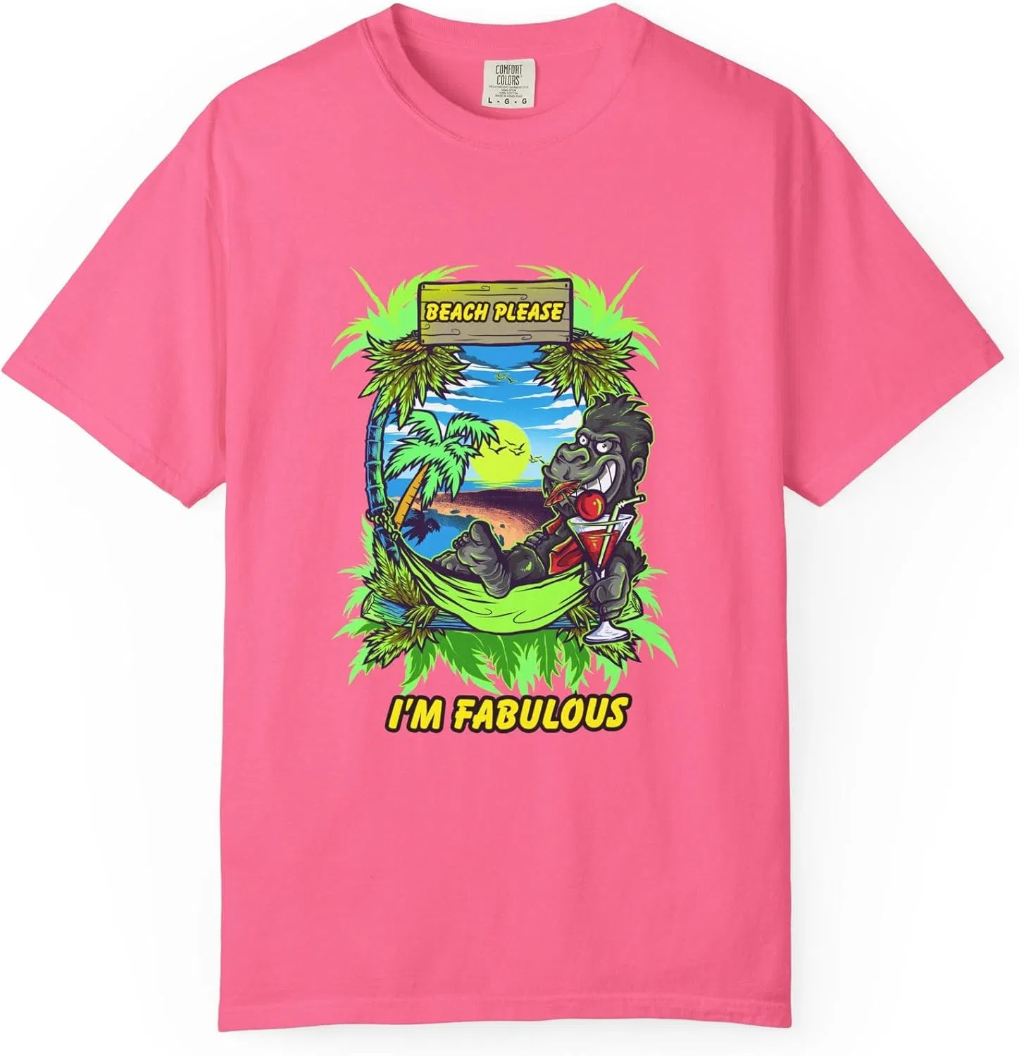 Футболка с принтом Beach Please Gorilla Hammock, Crunchberry