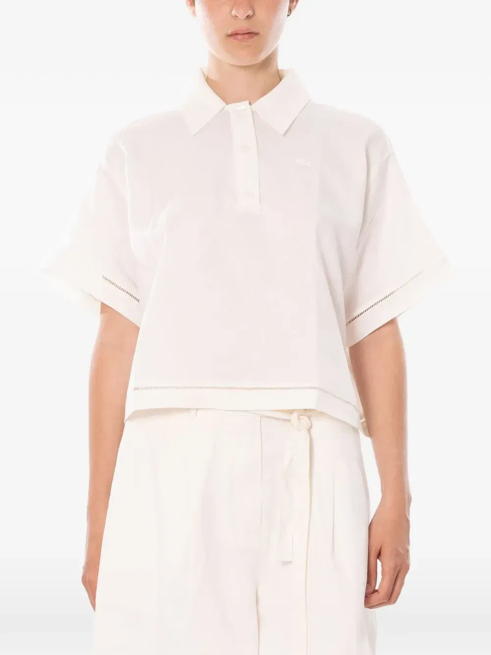 Укороченная рубашка с мережкой Lacoste, белый