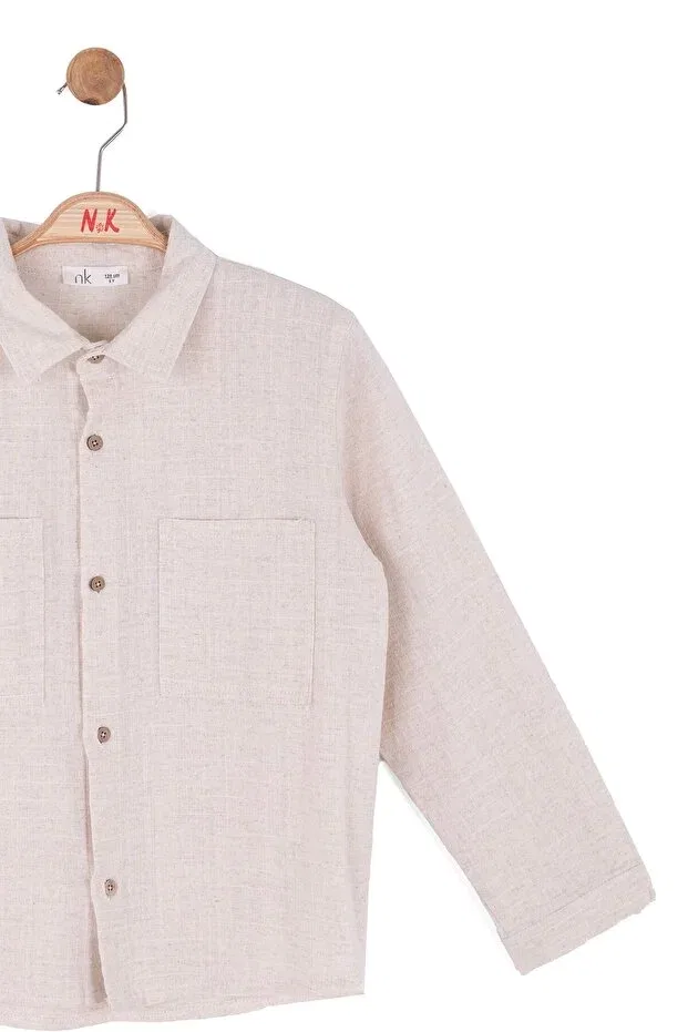 Детская рубашка для мальчиков с длинным рукавом Nk Kids, Cream — фото 2