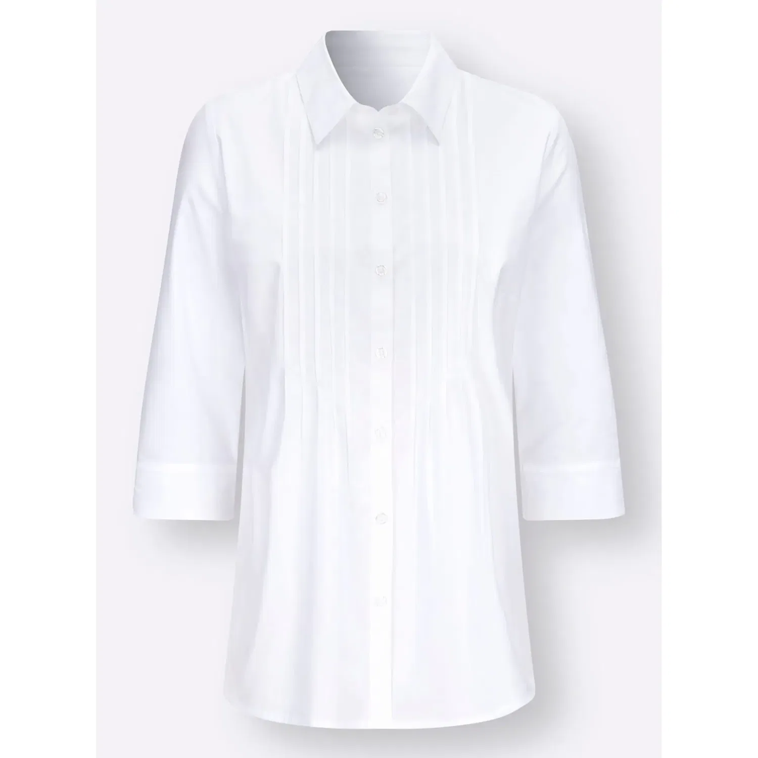Женская удлиненная блуза с воротником-рубашкой Classic Basics, White — фото 4