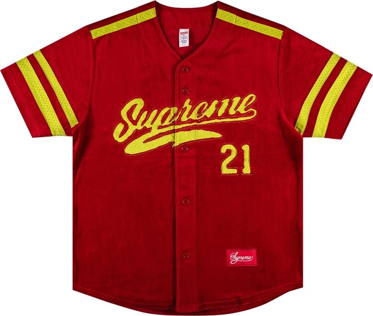 

Футболка Supreme Velour Baseball Jersey 'Red', красный