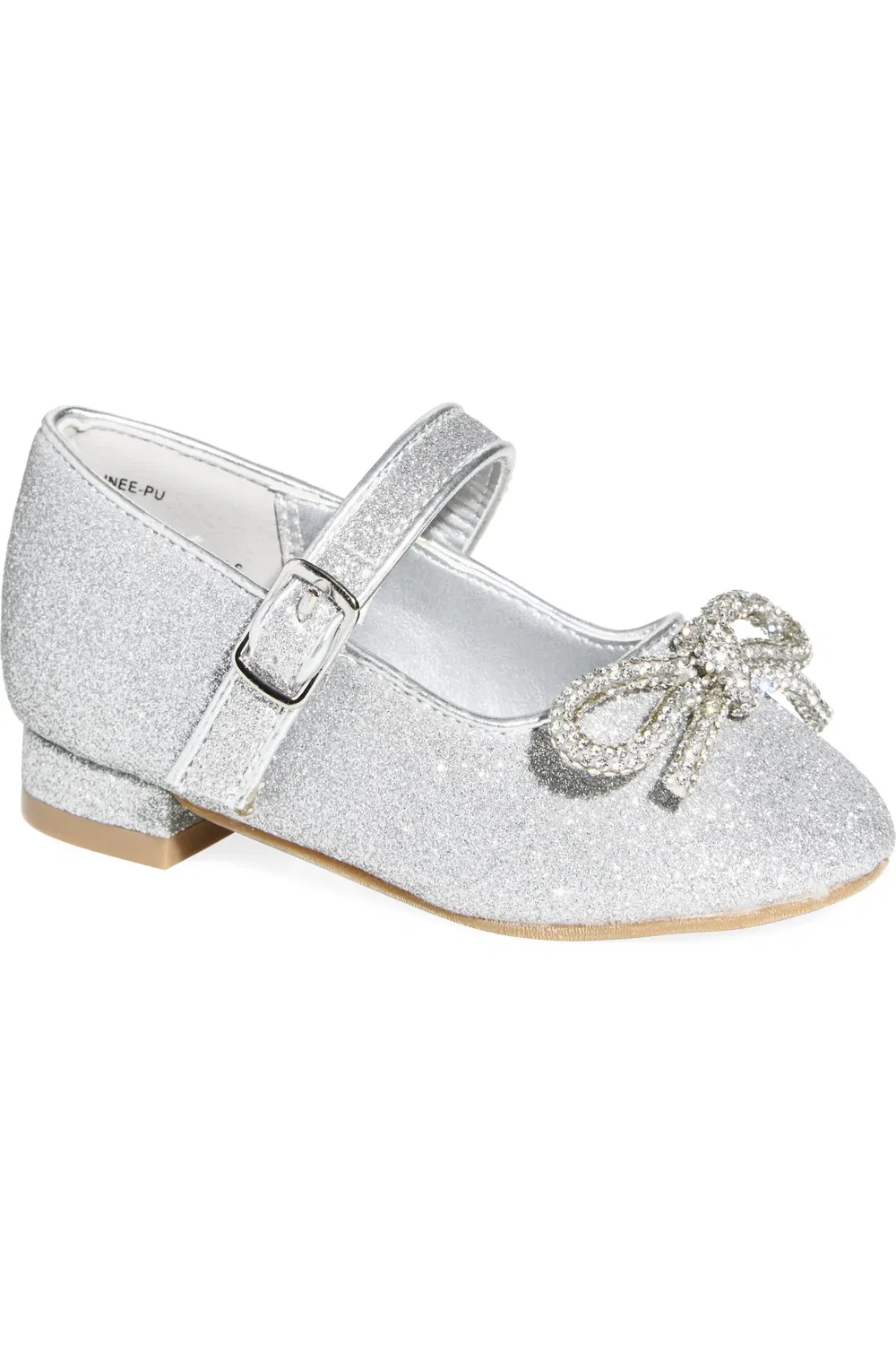 Детские туфли мэри-джейн с блестящим бантом Lainee Nordstrom, Silver Glitter