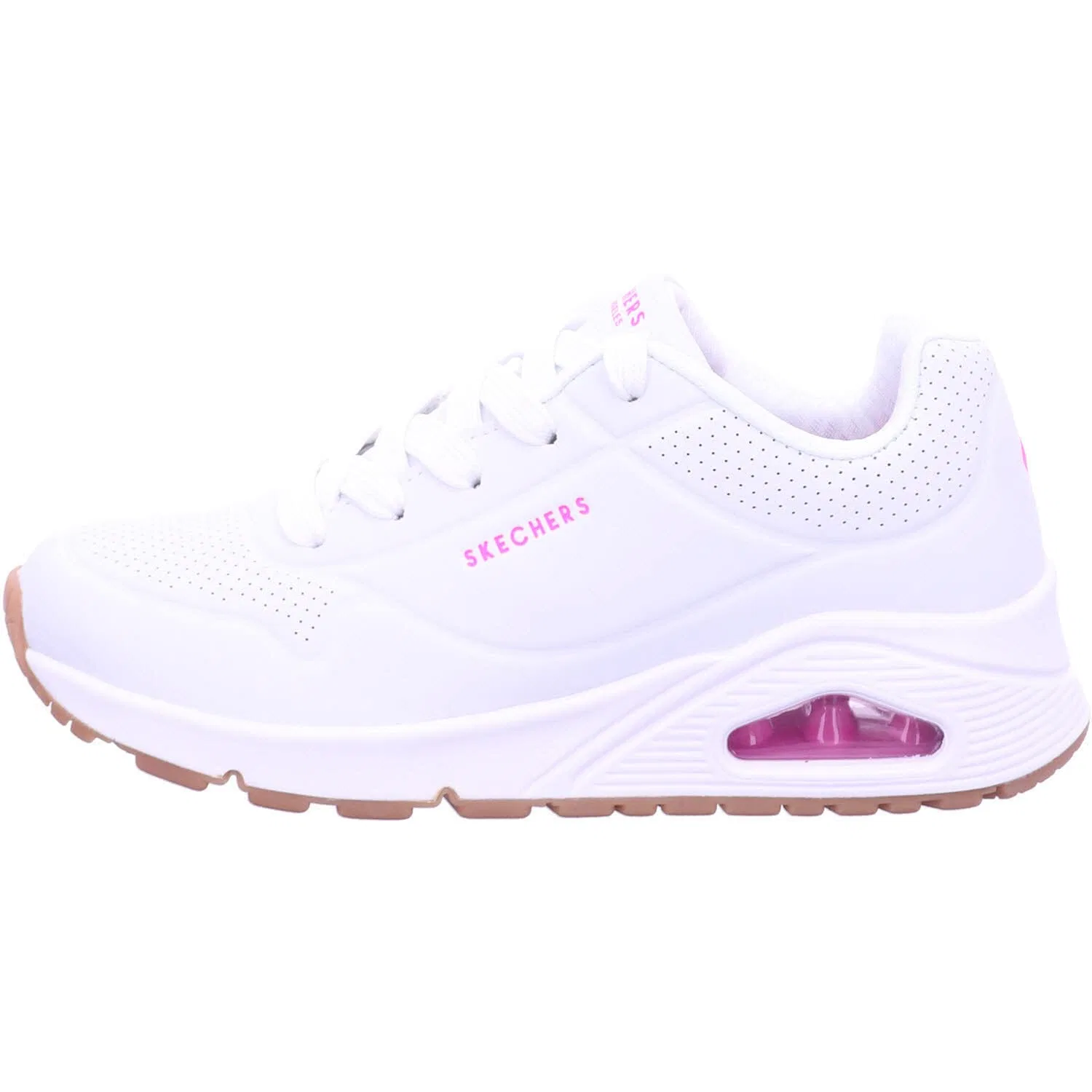Детские кроссовки для девочек с принтом One Stand on Air Skechers, White Pu H Pink Trim — фото 2