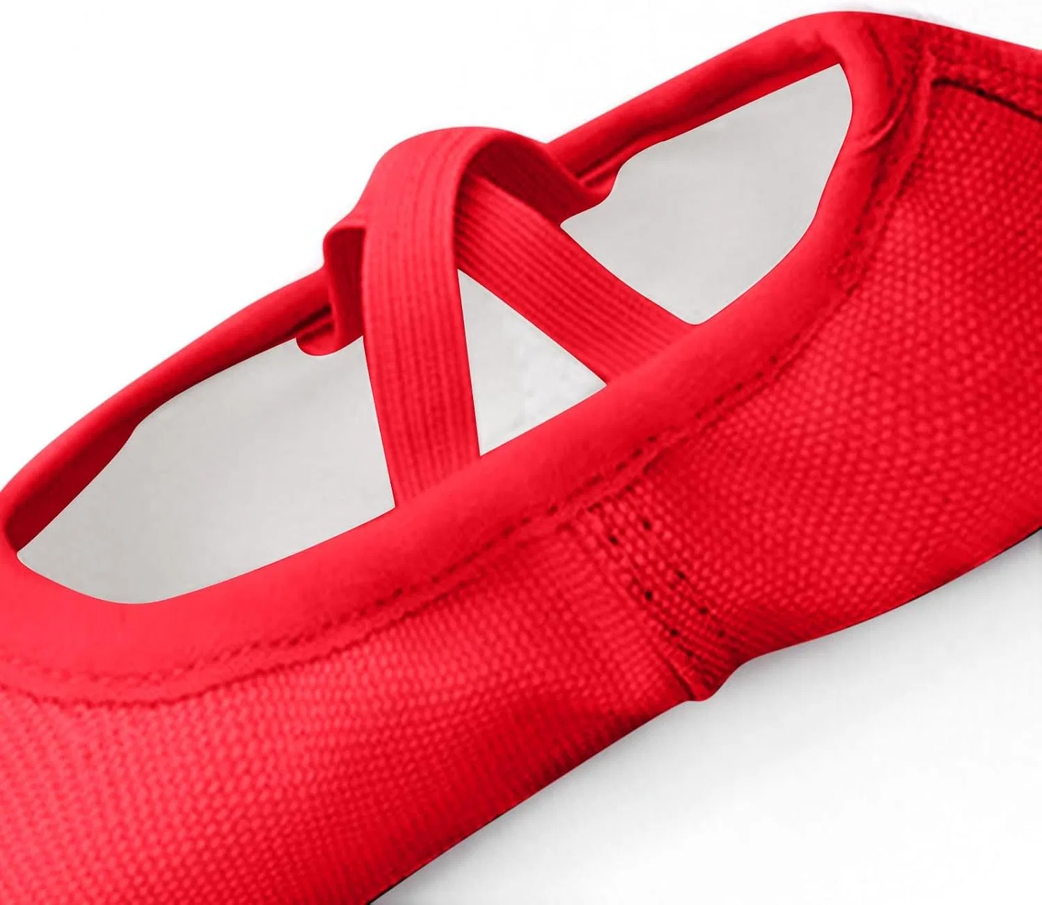 Детские балетки для девочек с мягкой подошвой Canvas Ballet Shoes, Red — фото 4
