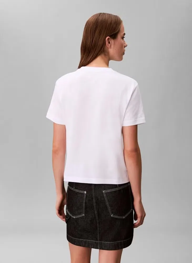Футболка классическая с логотипом Calvin Klein, белый — фото 2