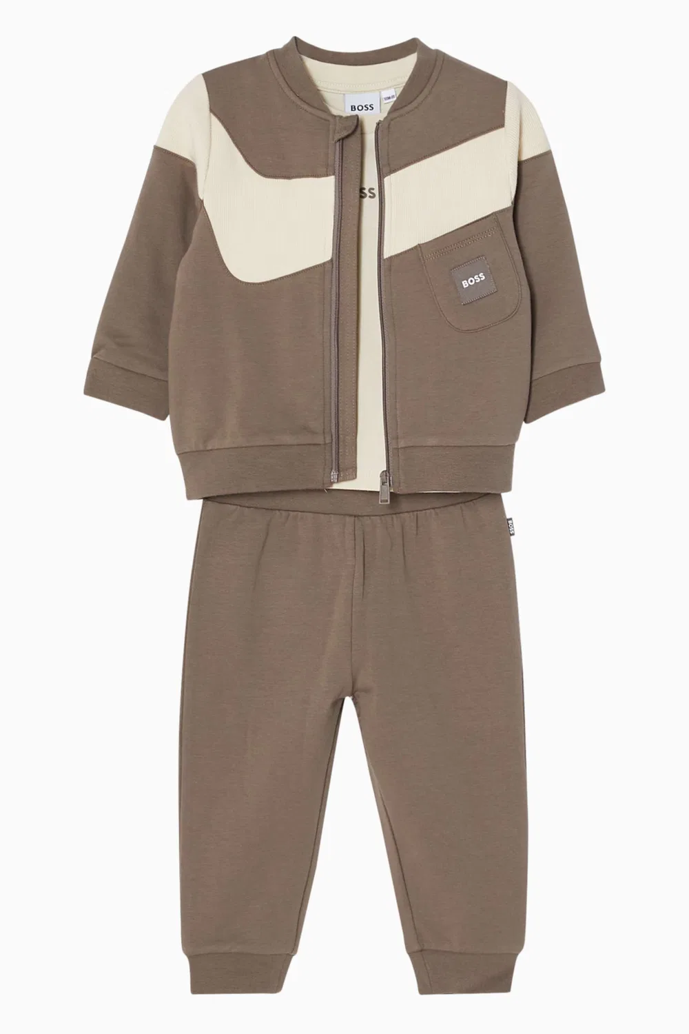 Комплект спортивный с логотипом в подарок из хлопка BOSS Kidswear, серый — фото 2