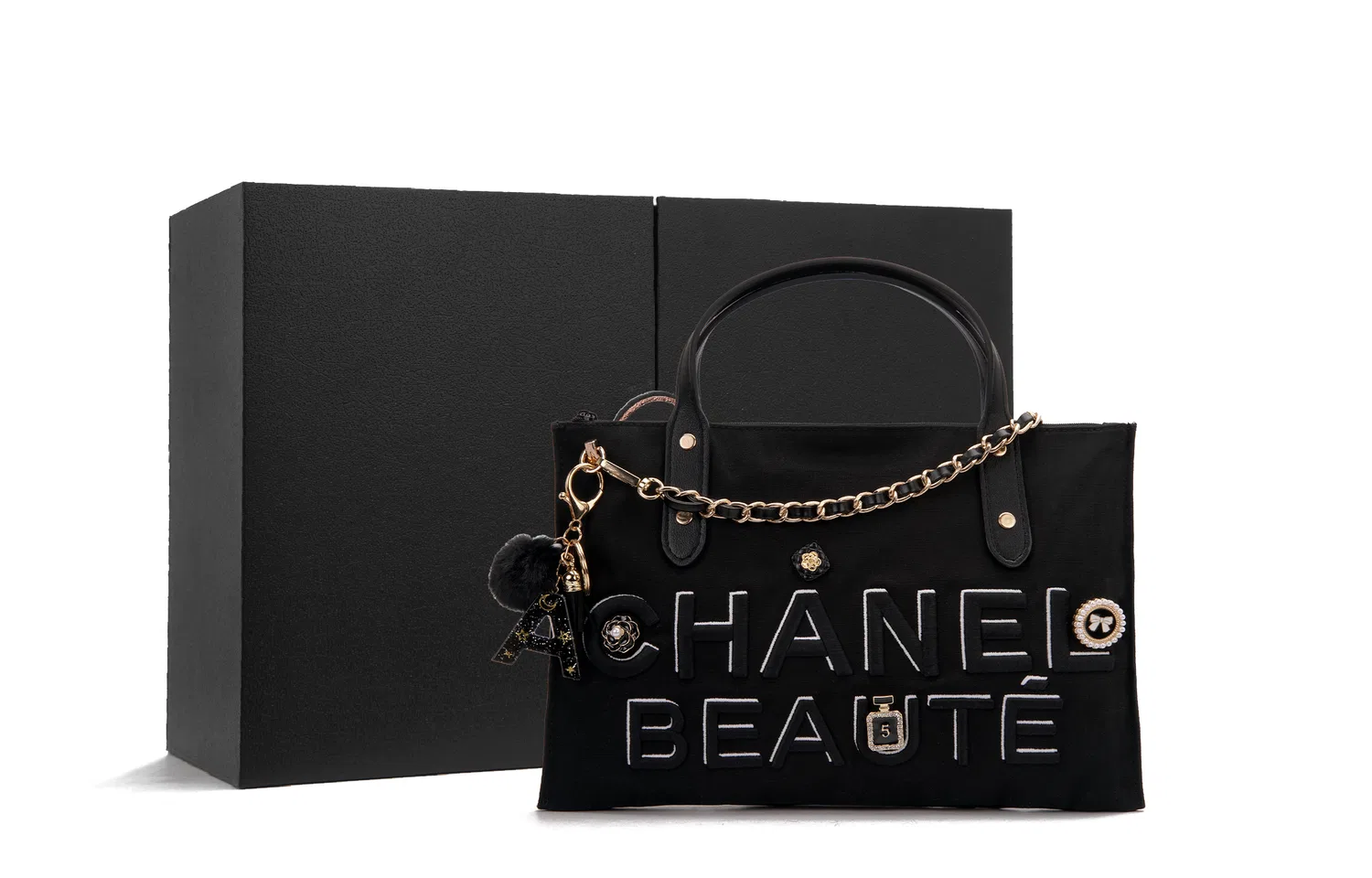 Женская косметичка с принтом Paris Encounter, хлопковая, CHANEL, Black