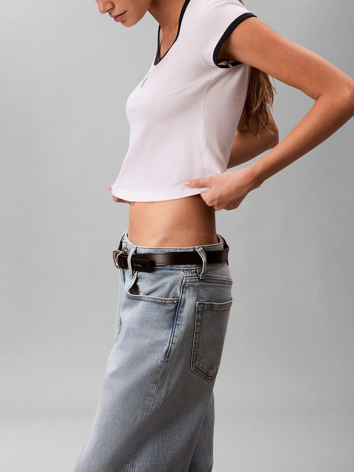Футболка с контрастной отделкой Calvin Klein White, Slim Fit — фото 3