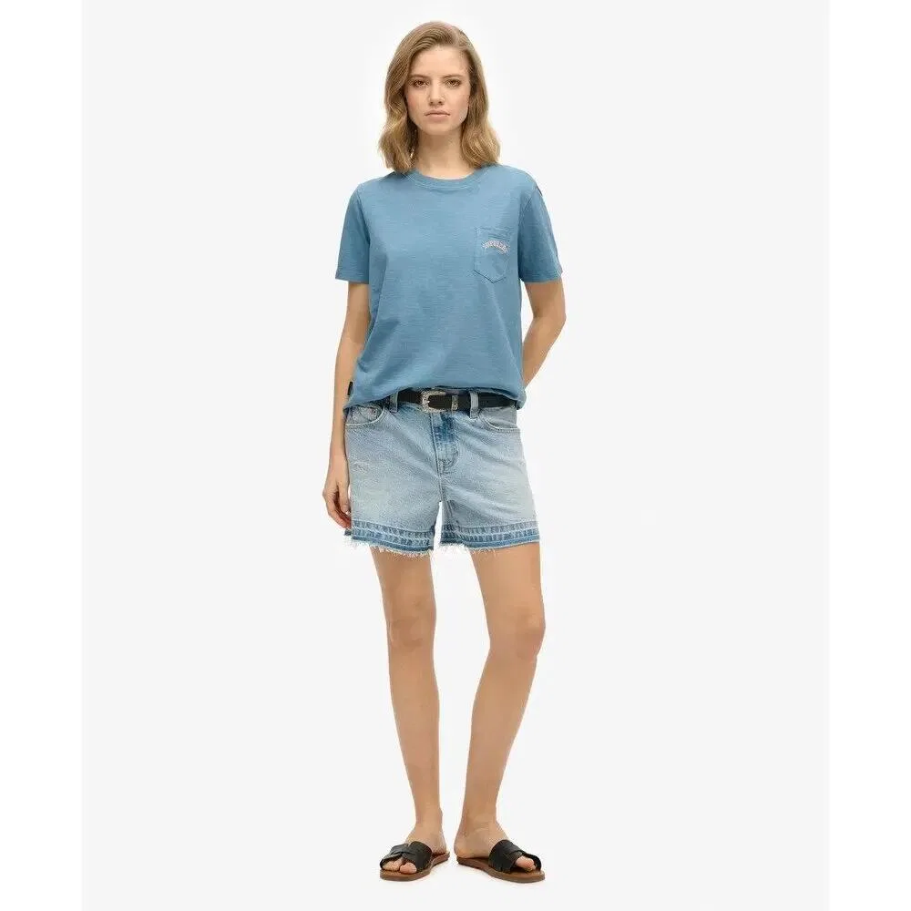 Мужская футболка с нагрудным карманом Superdry Garment Dye Essential, Blau — фото 2