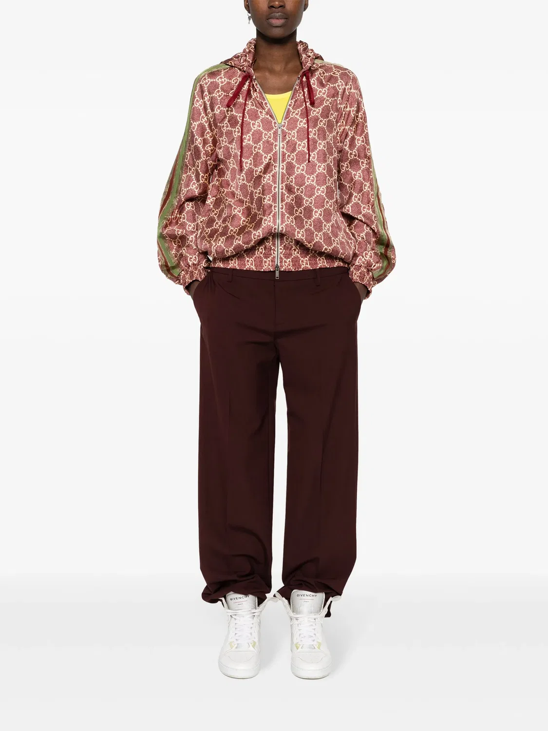 Шелковая куртка с принтом GG Supreme Gucci, красный — фото 2