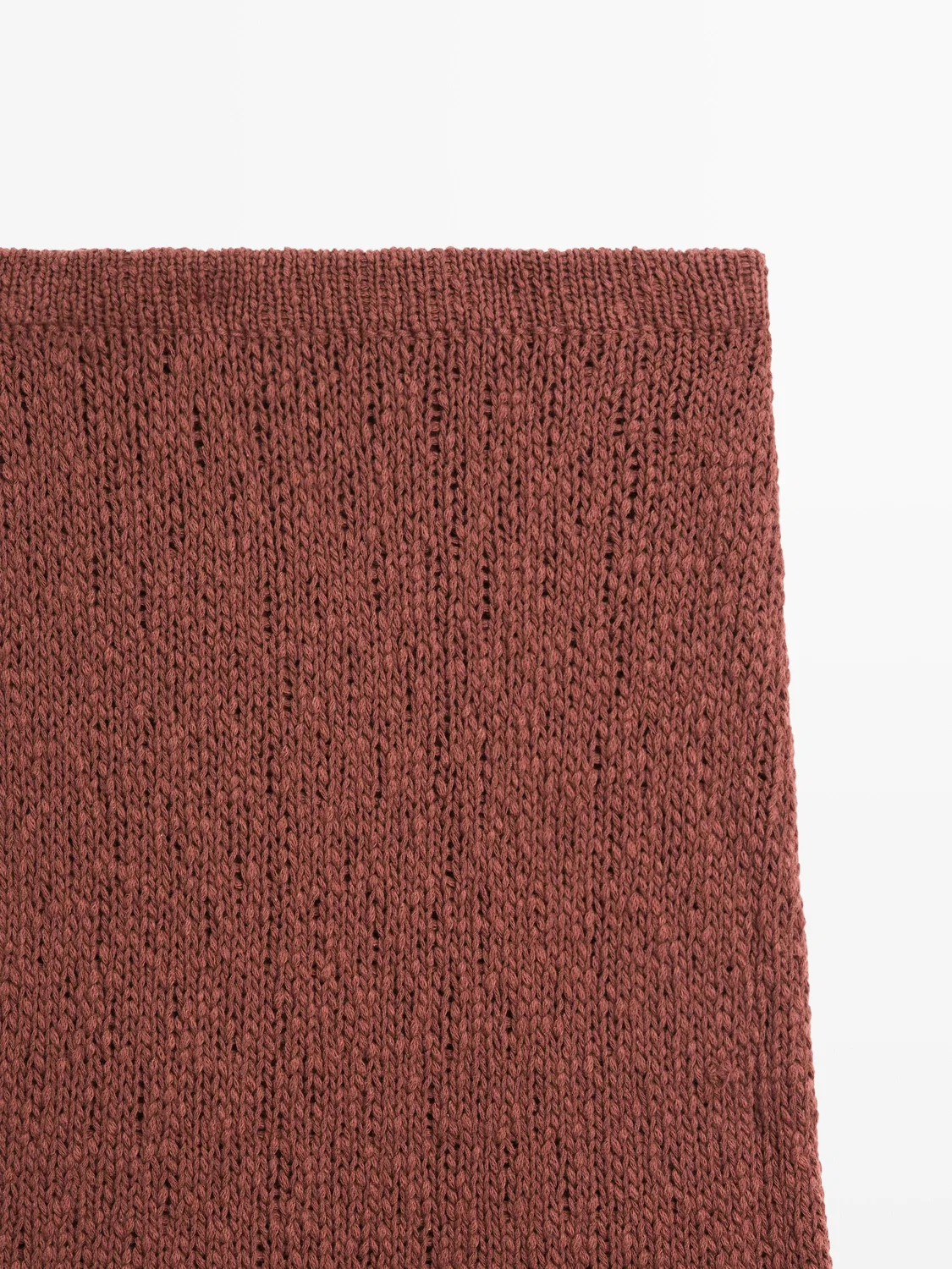 Хлопковая вязаная юбка миди Massimo Dutti, Russet — фото 4