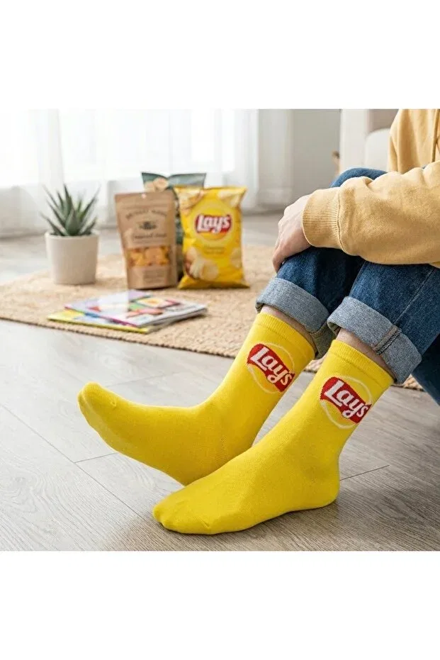 Детские носки с принтом Chips patterned colorful unisex socks Çorap Kurdu, T14