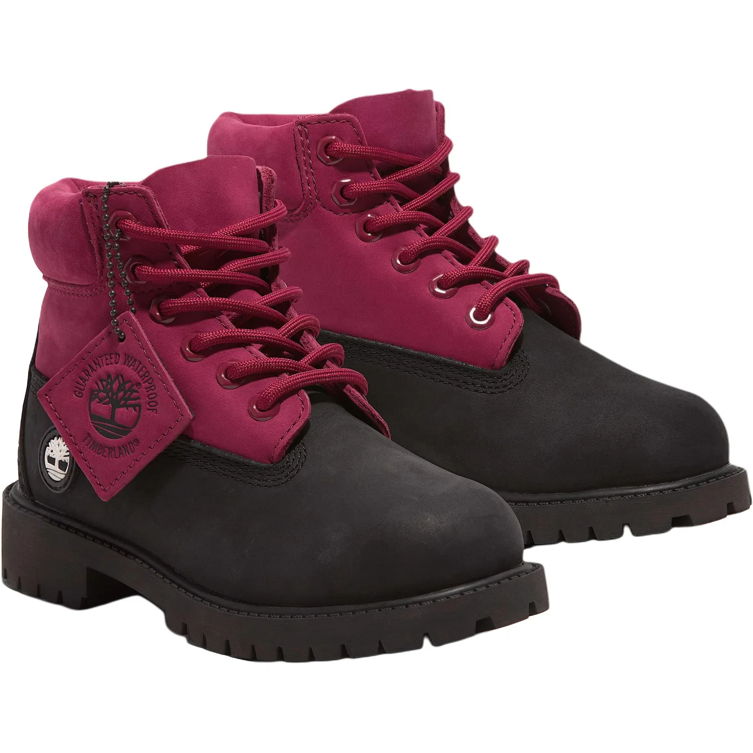 Детские ботинки для девочек кожаные Timberland, Black Pink — фото 4