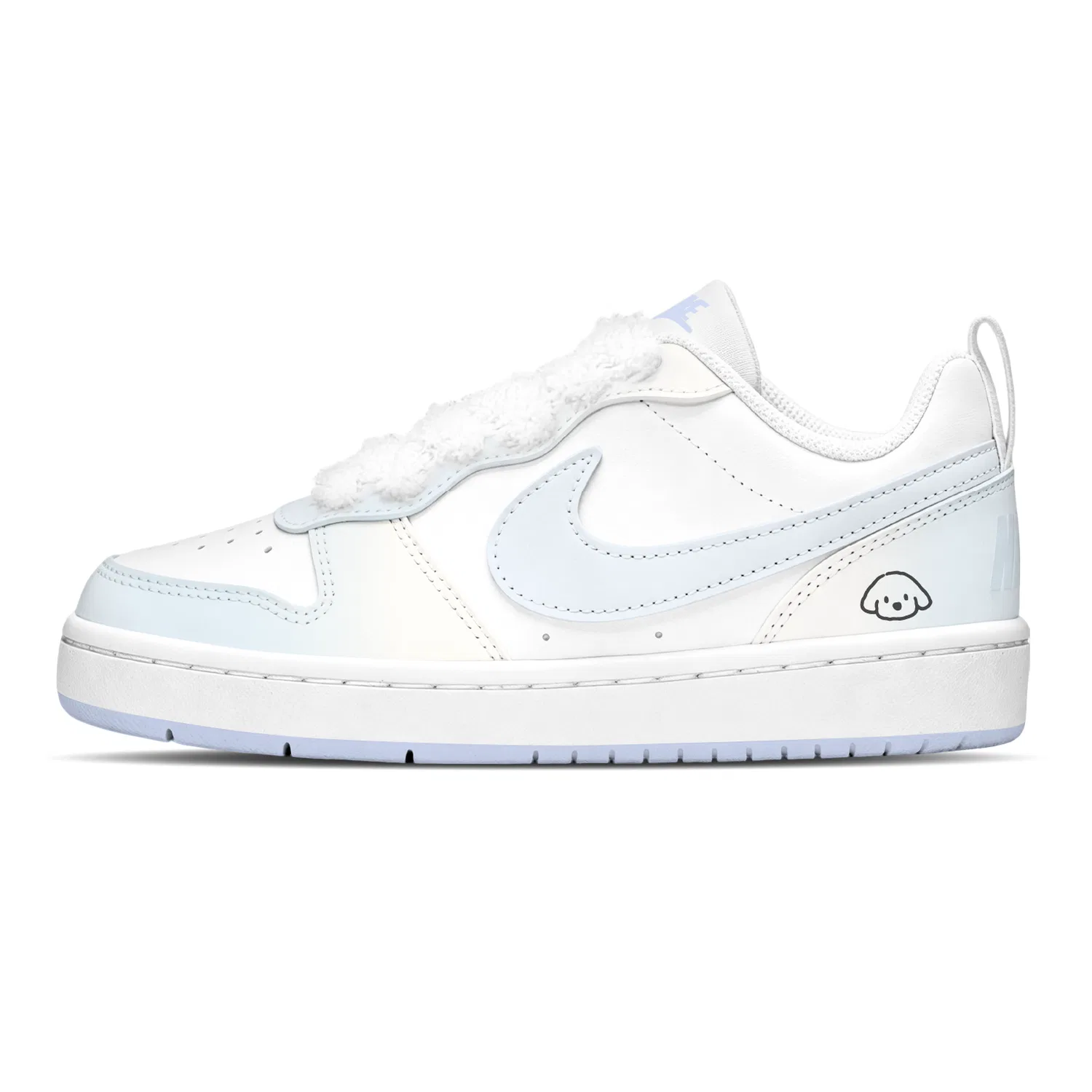 Детские кроссовки для скейтбординга с кожаным верхом Court Borough Nike, White Blue — фото 3