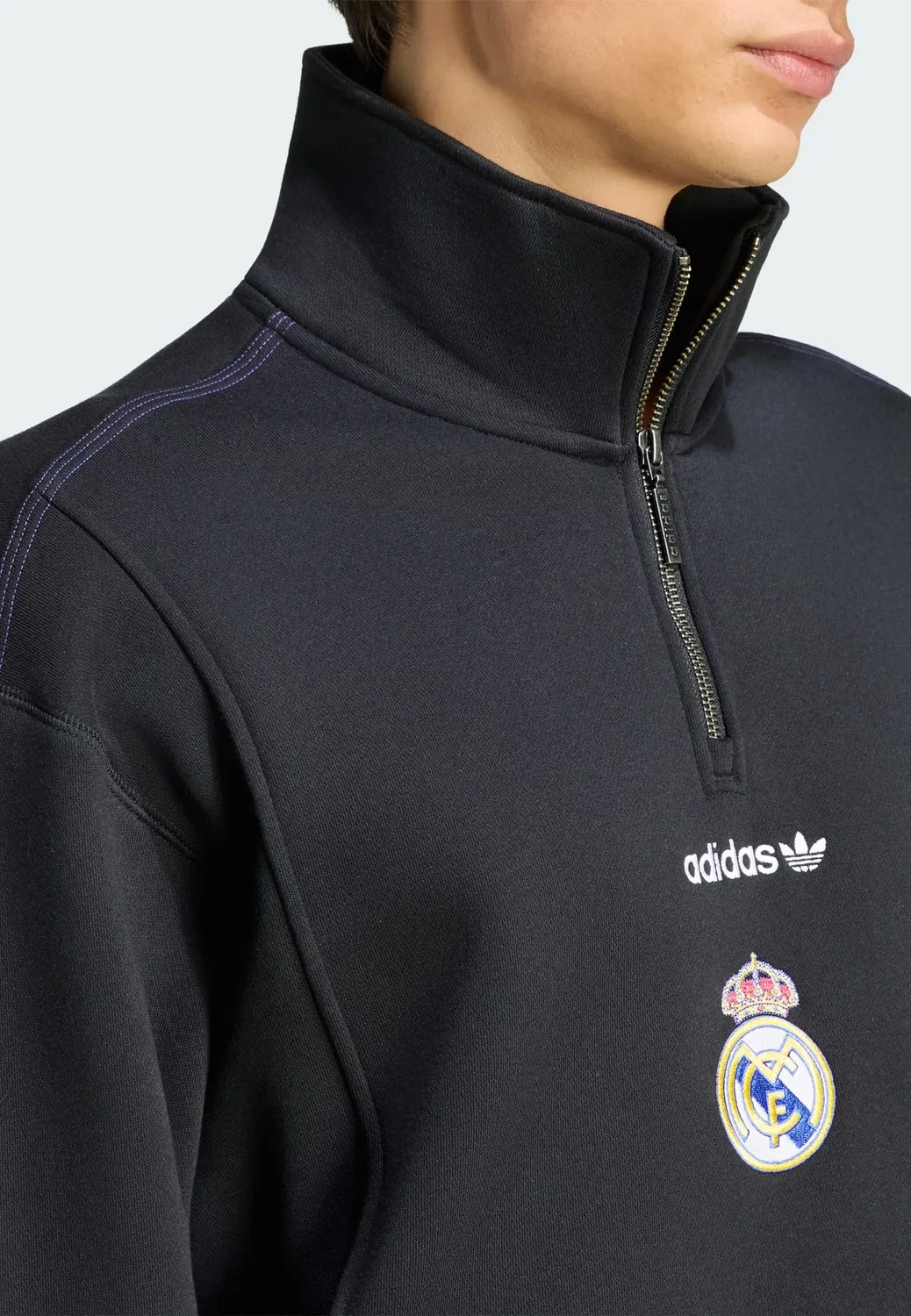 Футболка Real Madrid EQT с половинной молнией - форма национальной сборной Adidas Originals, Black — фото 3