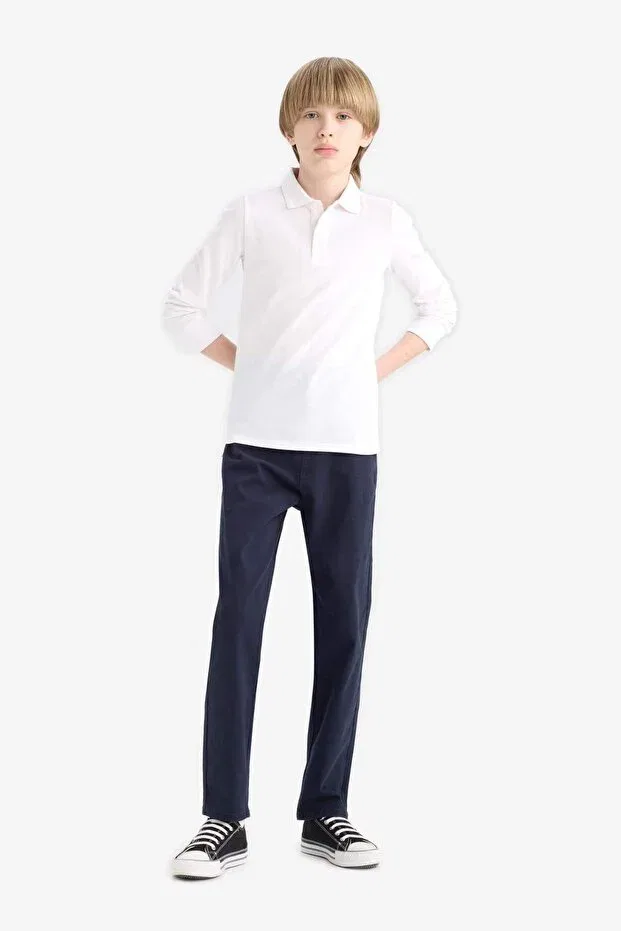 Детские брюки для девочек прямого кроя Defacto, Navy Blue — фото 4