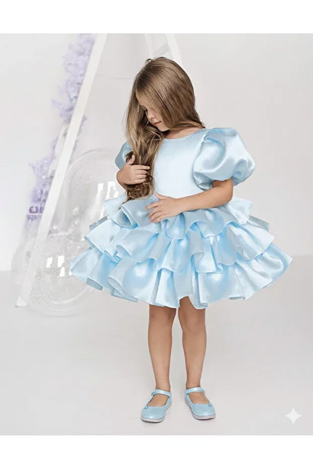 Детское платье для девочек с коротким рукавом Party Asel Kids, Blue — фото 2