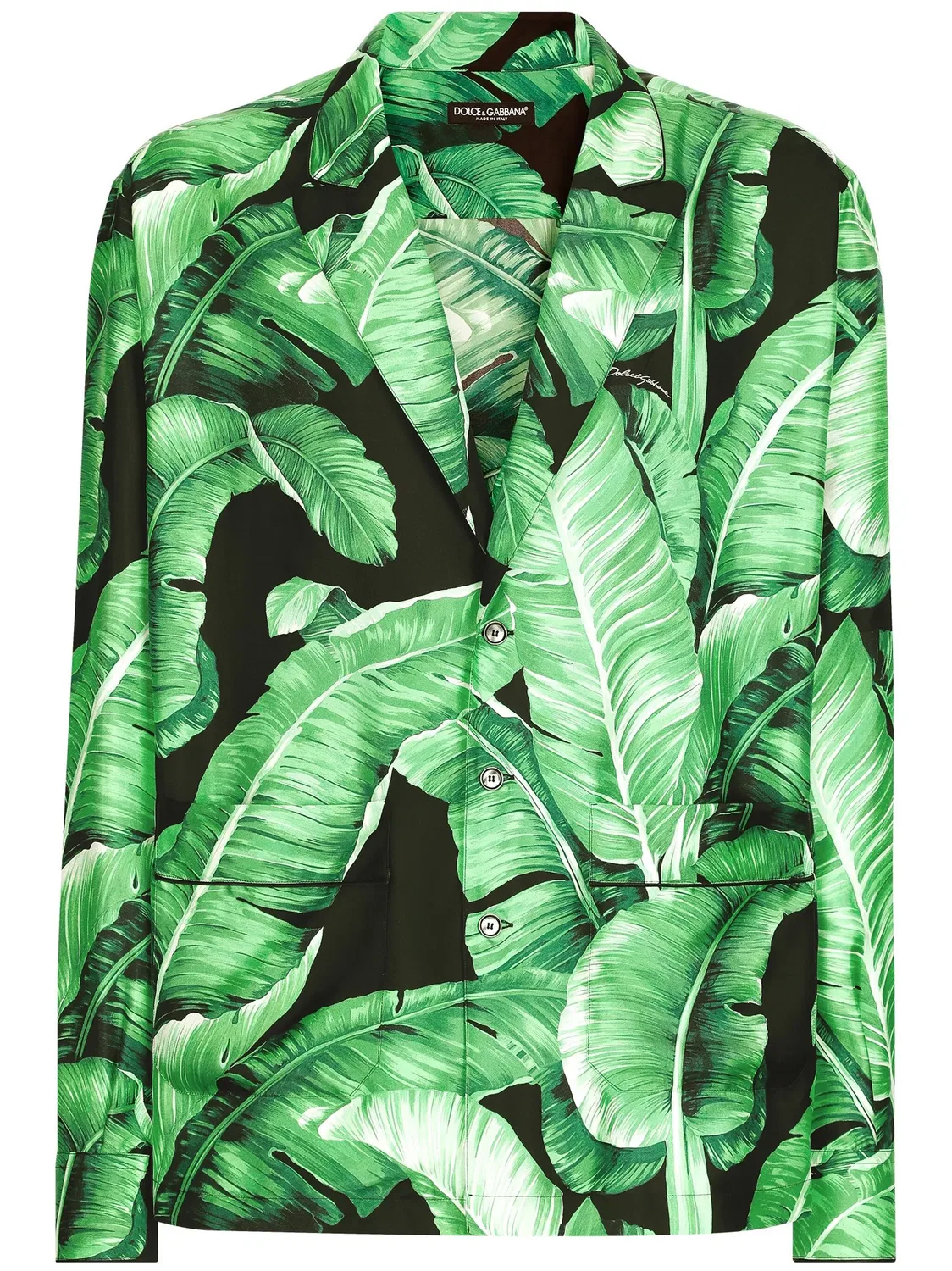 Рубашка из шелка с листьями Dolce & Gabbana, зеленый