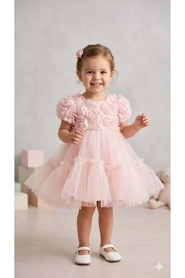 Детское платье для девочек с принтом Laleli Evening Dress Serkon, Dried Rose