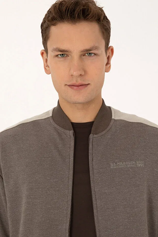 Мужской кардиган с длинным рукавом U.S. Polo Assn., Taupe — фото 2