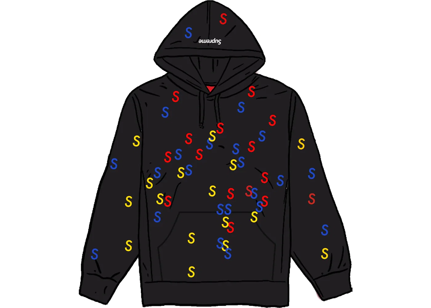 Мужская худи с вышивкой Supreme Sweatshirt, Black