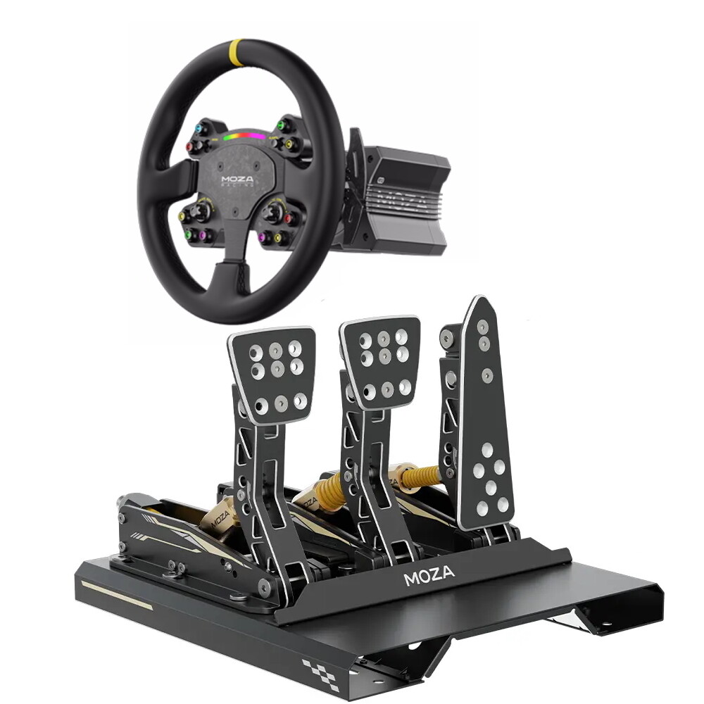 

Руль Moza R12, База руля + руль RS V2, черный + 3 педали CRP, черный