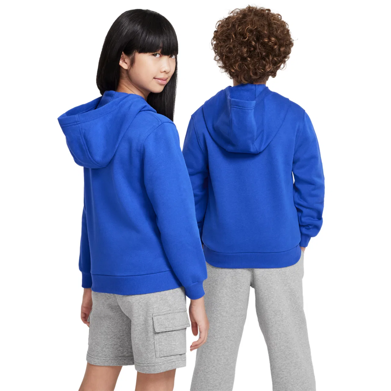 Детское худи с капюшоном и передним карманом NSW Club LBR Fleece Nike, Game Royal White — фото 2