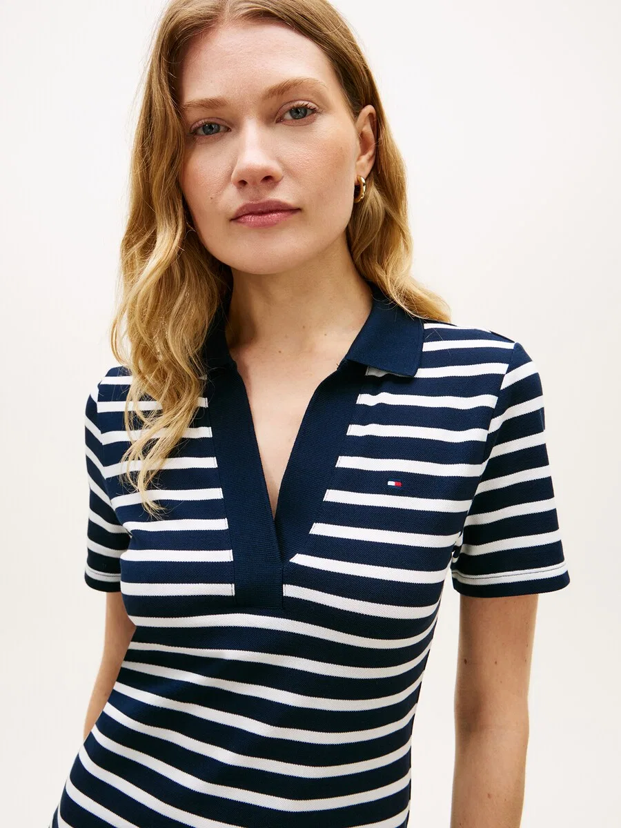 Платье TOMMY HILFIGER '1985 Slim Mini Short Sleeve' в темно-синем цвете — фото 2