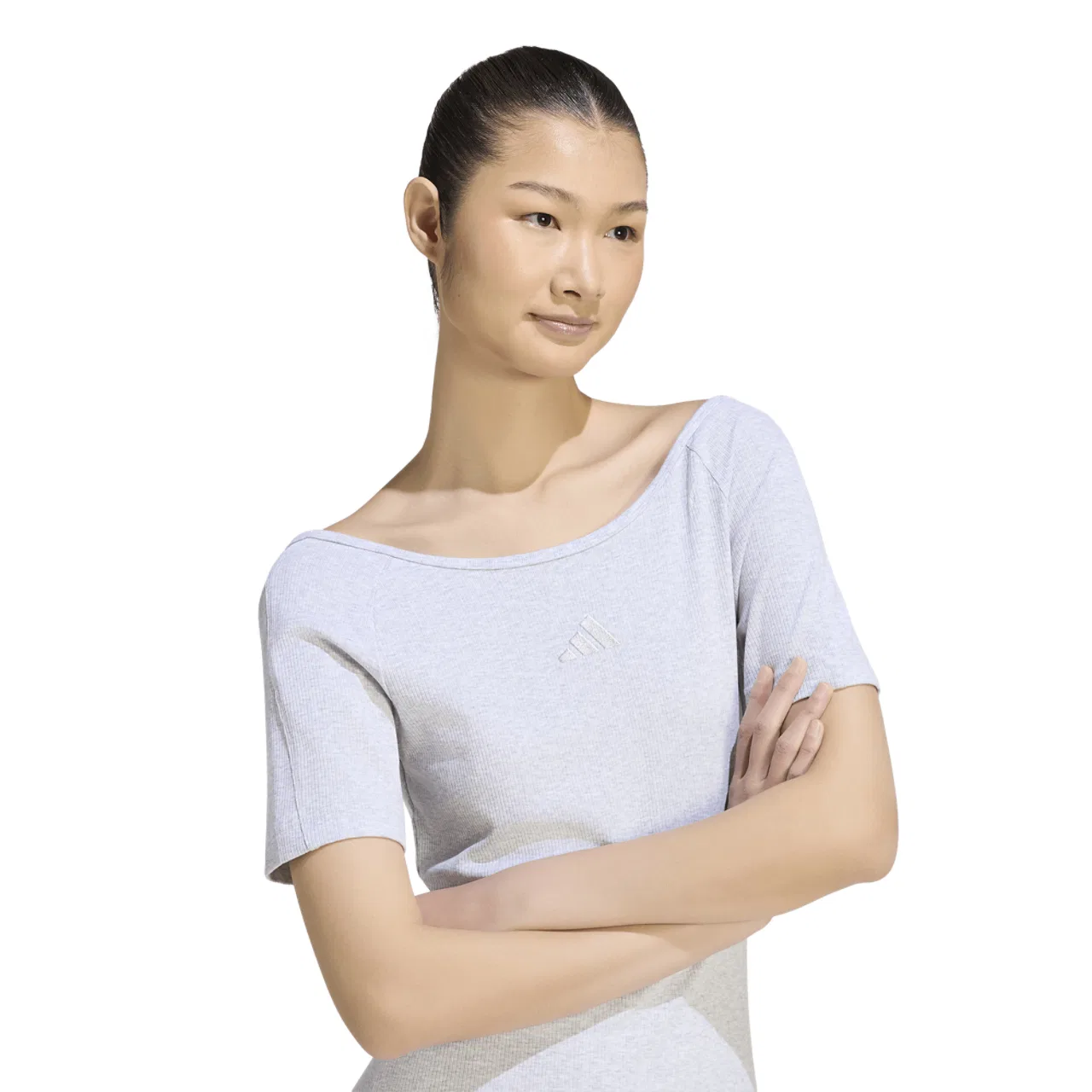 Женское платье midi Rib Dress Adidas, цвет Light Grey Heather — фото 3