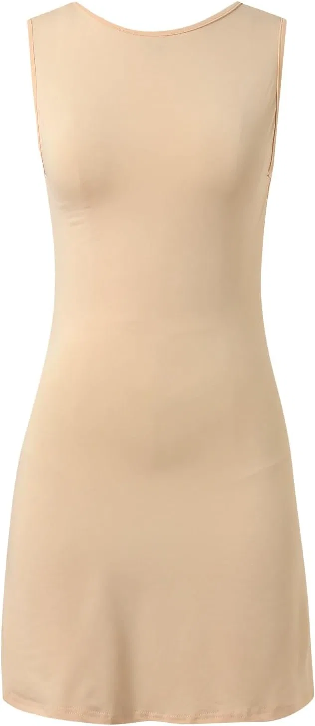 Женское платье-бодикон с V-образным вырезом, Beige — фото 3