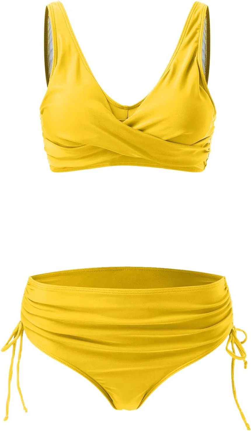 Женский бикини-комплект с завязками на спине Soft, Yellow — фото 4