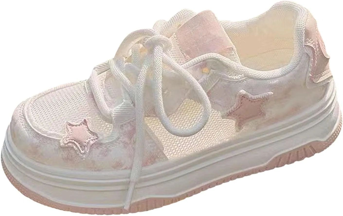 Детские кроссовки для девочек со шнуровкой и принтом, Pink